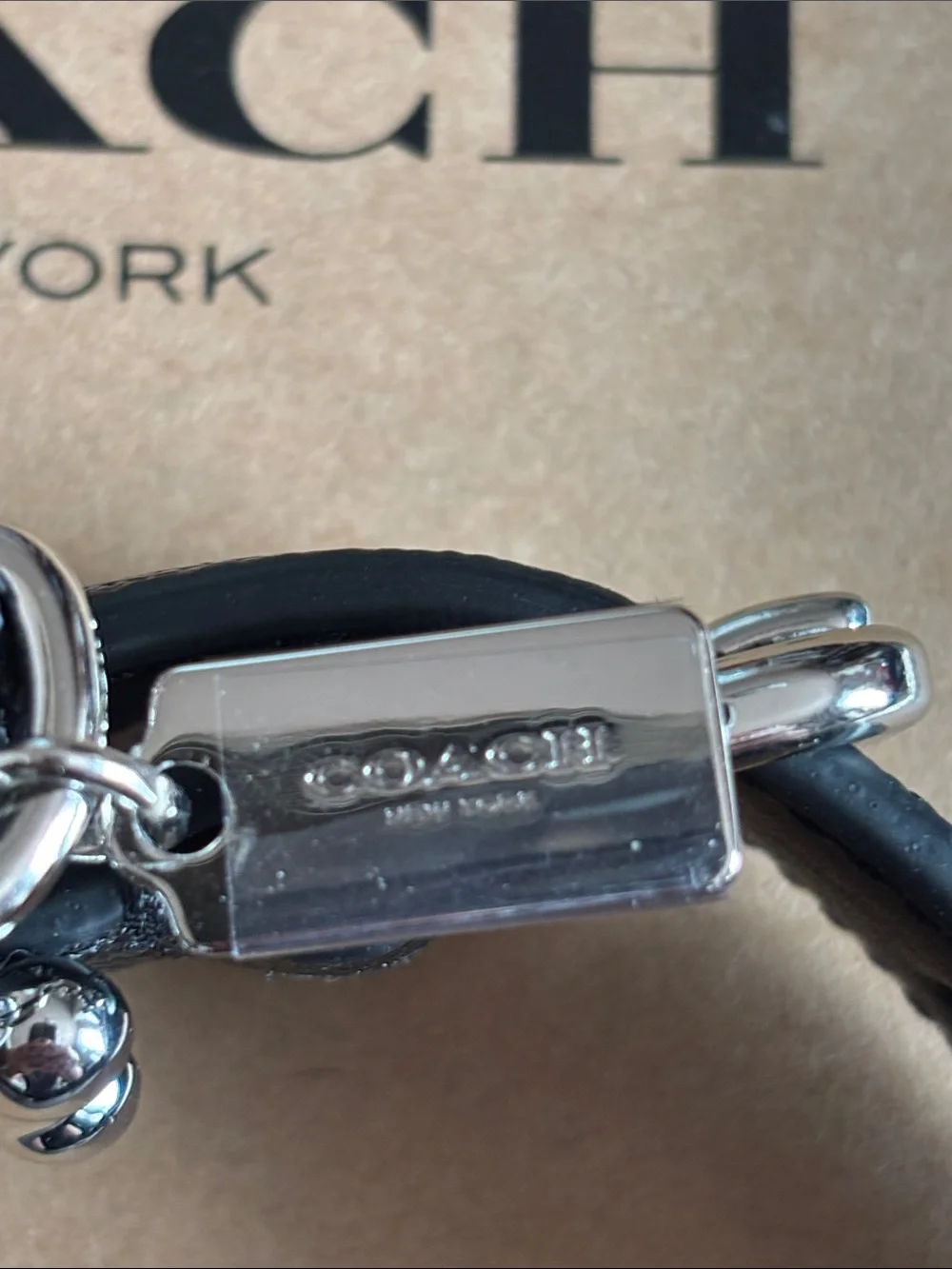 Coach Black Leather Dog Collar with Silver-Tone Logo Charms
